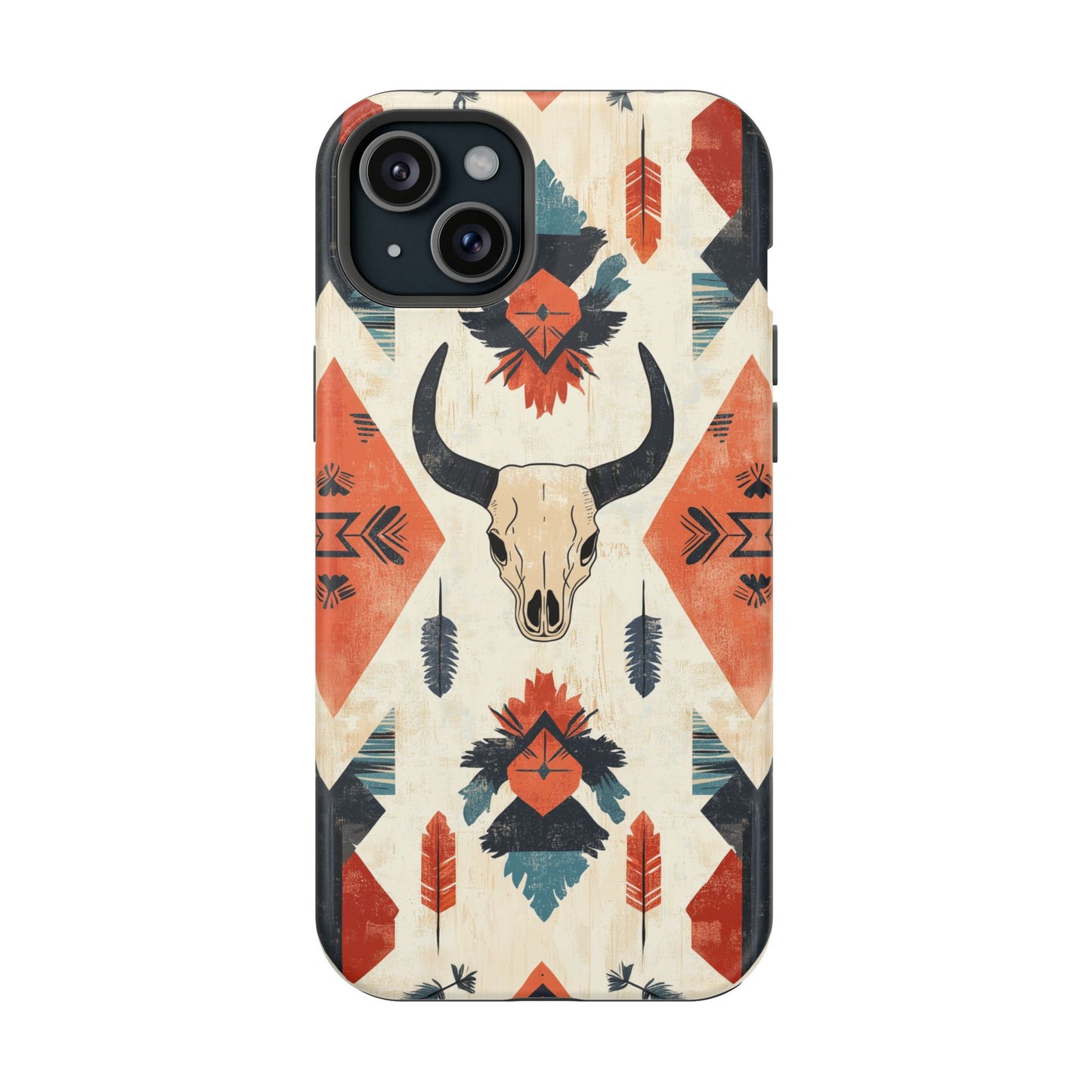 Southwestern Boho Skull Tough MagSafe iPhone Case – Durable Matte Finish, Dual-Layer Protection