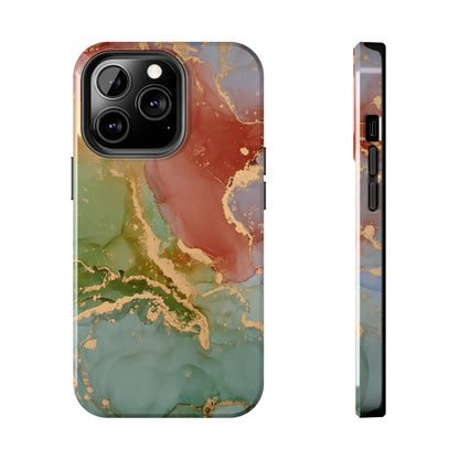 Emerald Orange Marble iPhone Case - Green Marble Case with Luxe Gold Swirls