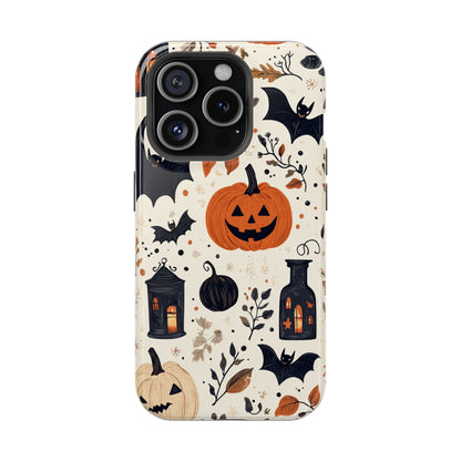 Charming Halloween MagSafe iPhone Case – Pumpkin, Bats, and Spooky Lantern Design