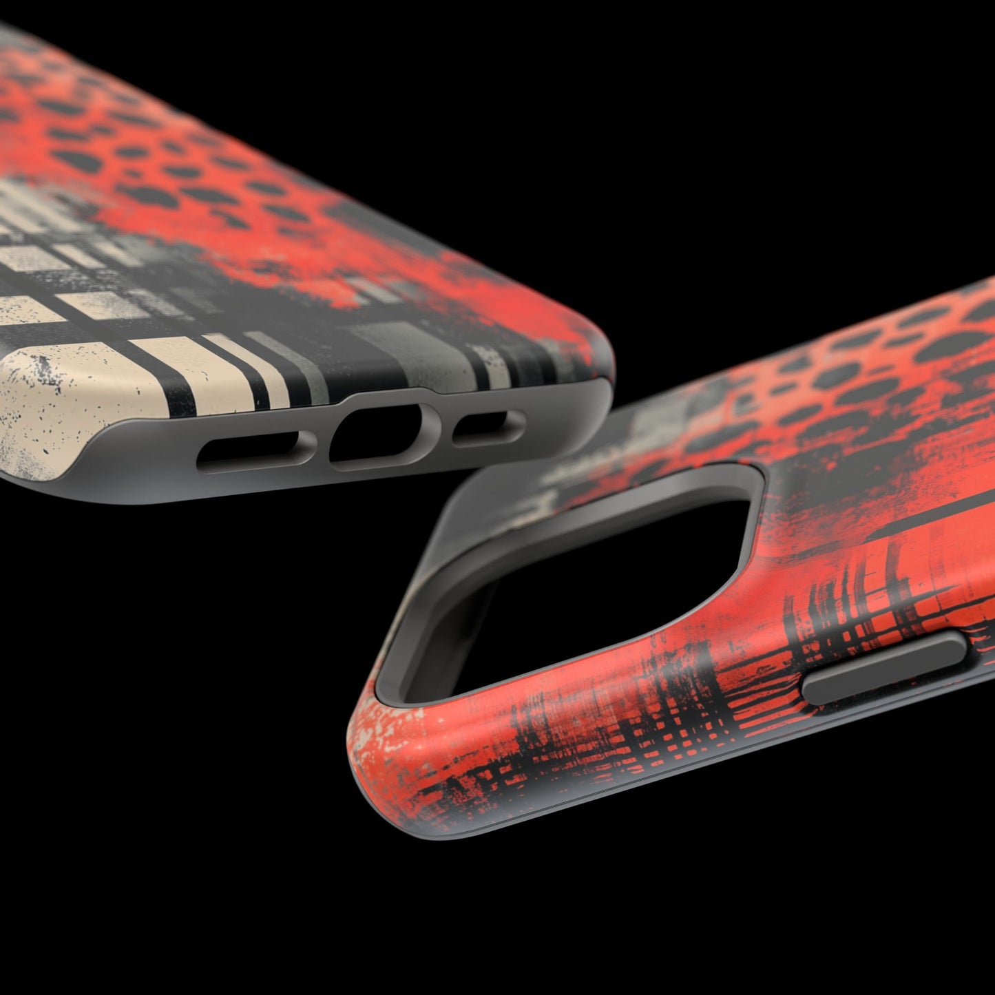 MagSafe iPhone Case: Cheetah Plaid – Red & Black Pattern