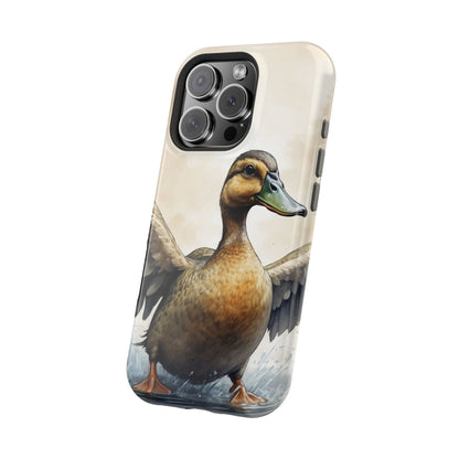 Graceful Duck in Watercolor Scene - MagSafe iPhone Case