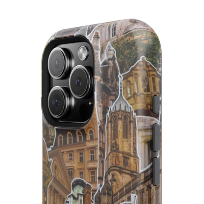 Vintage Architectural Collage MagSafe iPhone Case – Tough Dual-Layer Protection with Matte Finish