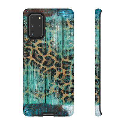 Turquoise Rustic Leopard Wood - Samsung Galaxy Series Case