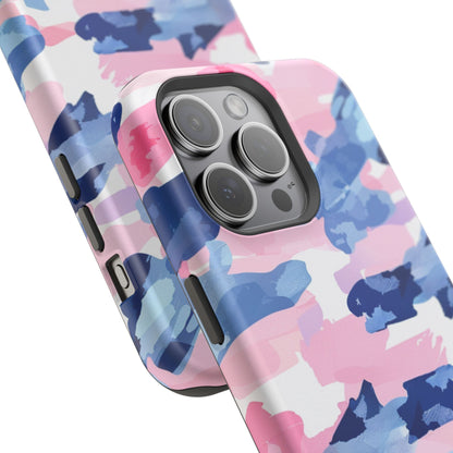 MagSafe Case: Dynamic Pink & Navy Brushstroke Art