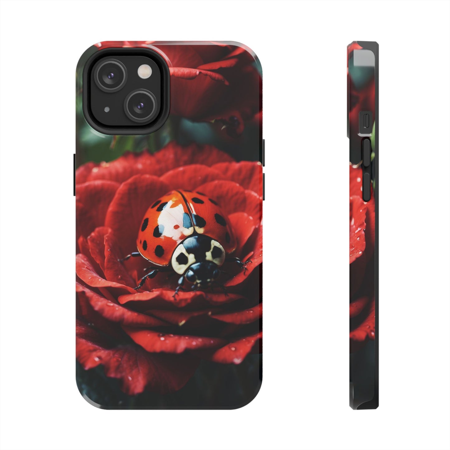 Elegant Rose & Ladybug Charm - iPhone Series Case