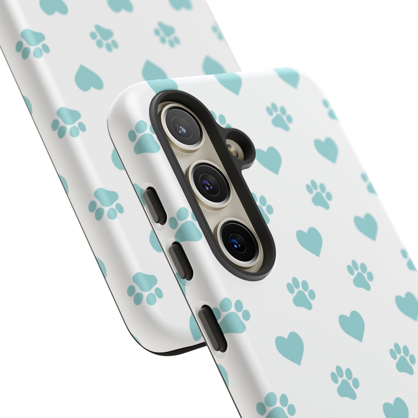 Mint Green Paw Print & Heart Samsung Galaxy Case – Cute Pet Lover’s Design