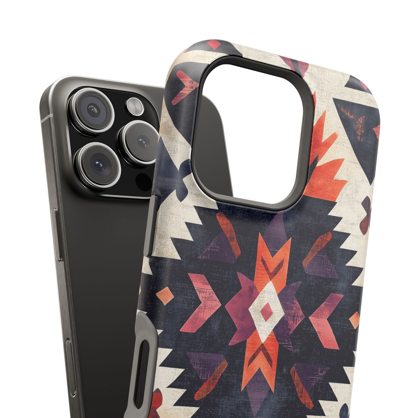 Boho Tribal Starburst Tough MagSafe iPhone Case – Vibrant Geometric Design, Dual-Layer Protection