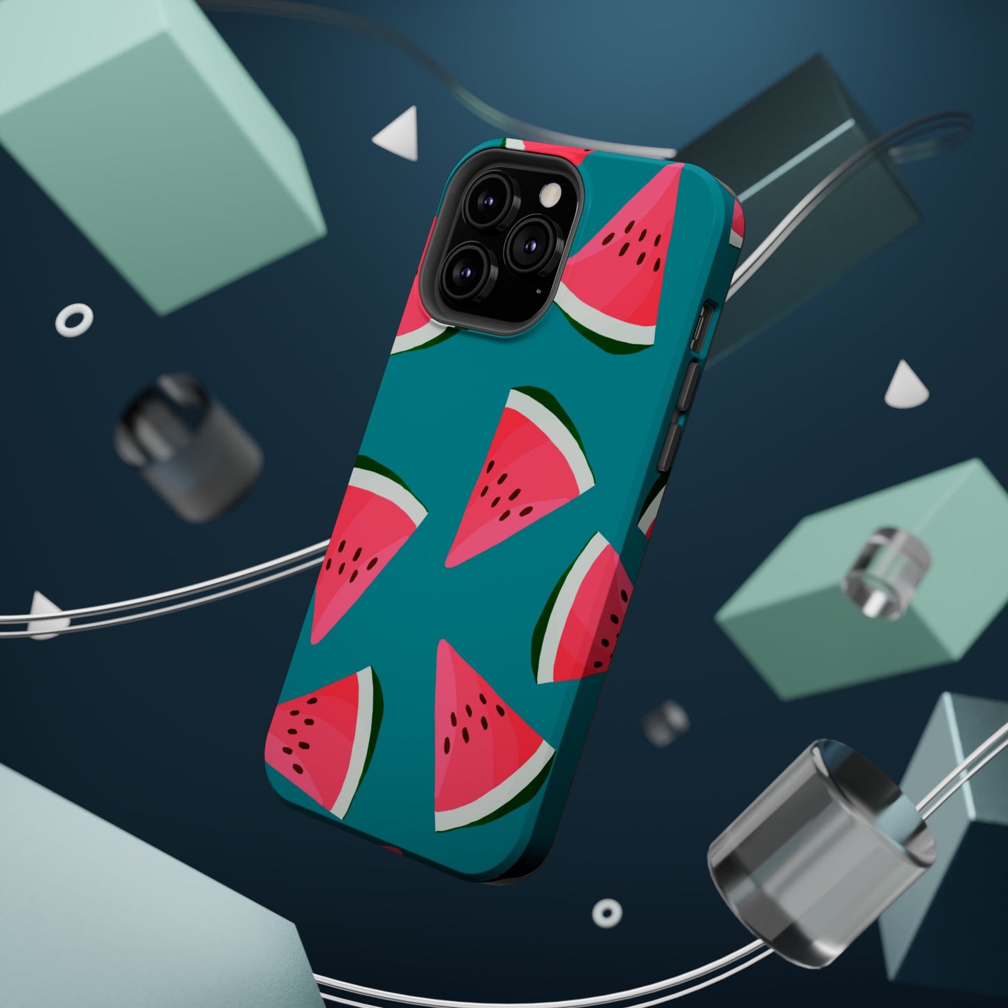 Watermelon Bliss MagSafe iPhone Case – Vibrant Summer Fruit Design on Teal Background