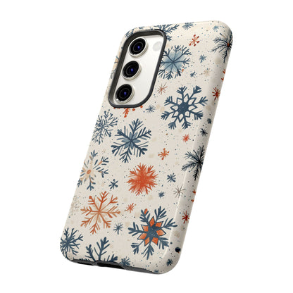 Rustic Orange and Blue Snowflake Pattern – Samsung Galaxy Series Case