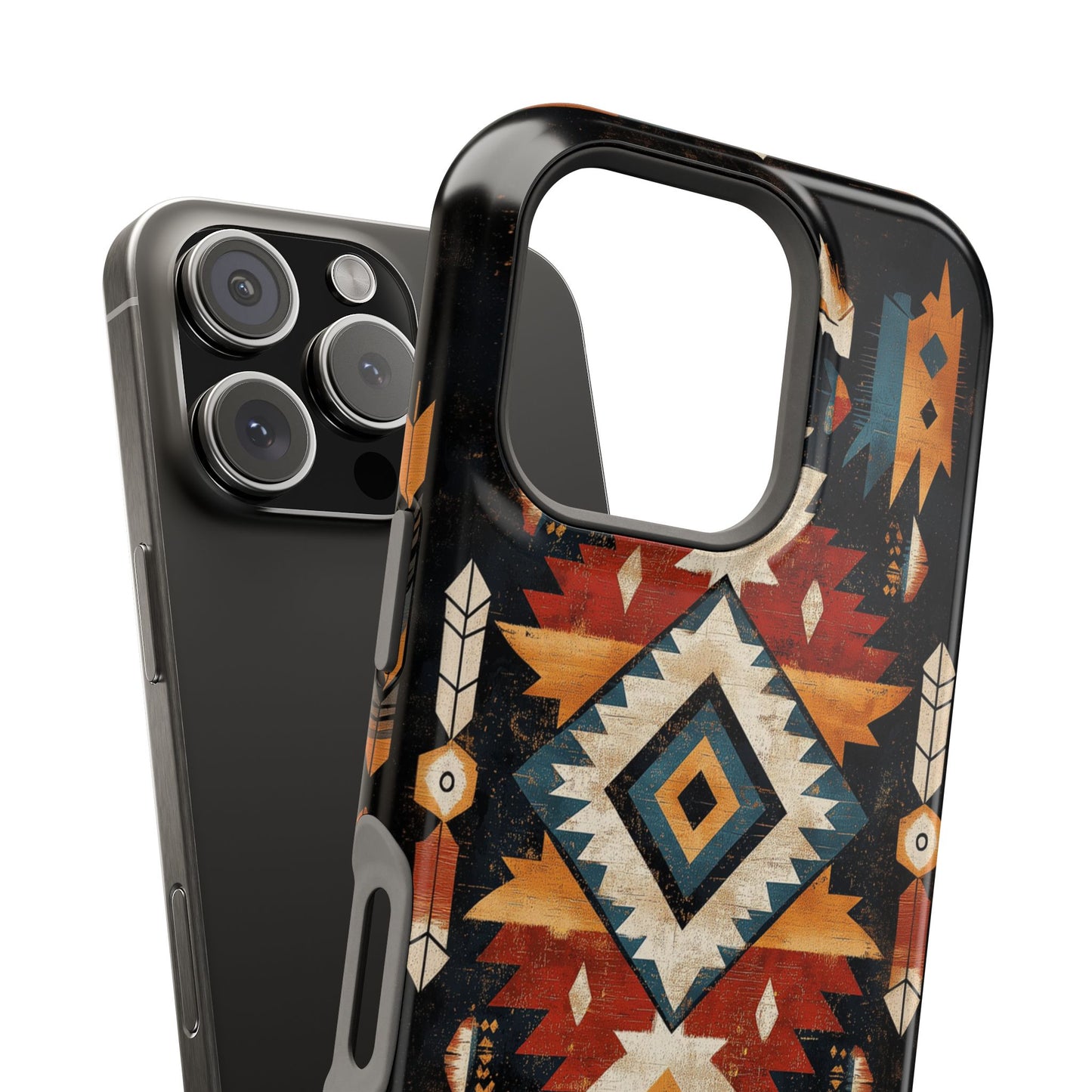 Southwestern Arrow & Diamond Tough MagSafe iPhone Case – Bold Tribal Design, Dual-Layer Protection