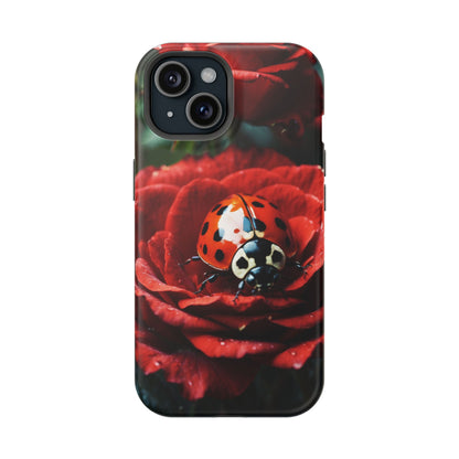 Elegant Rose & Ladybug Charm - MagSafe iPhone Case