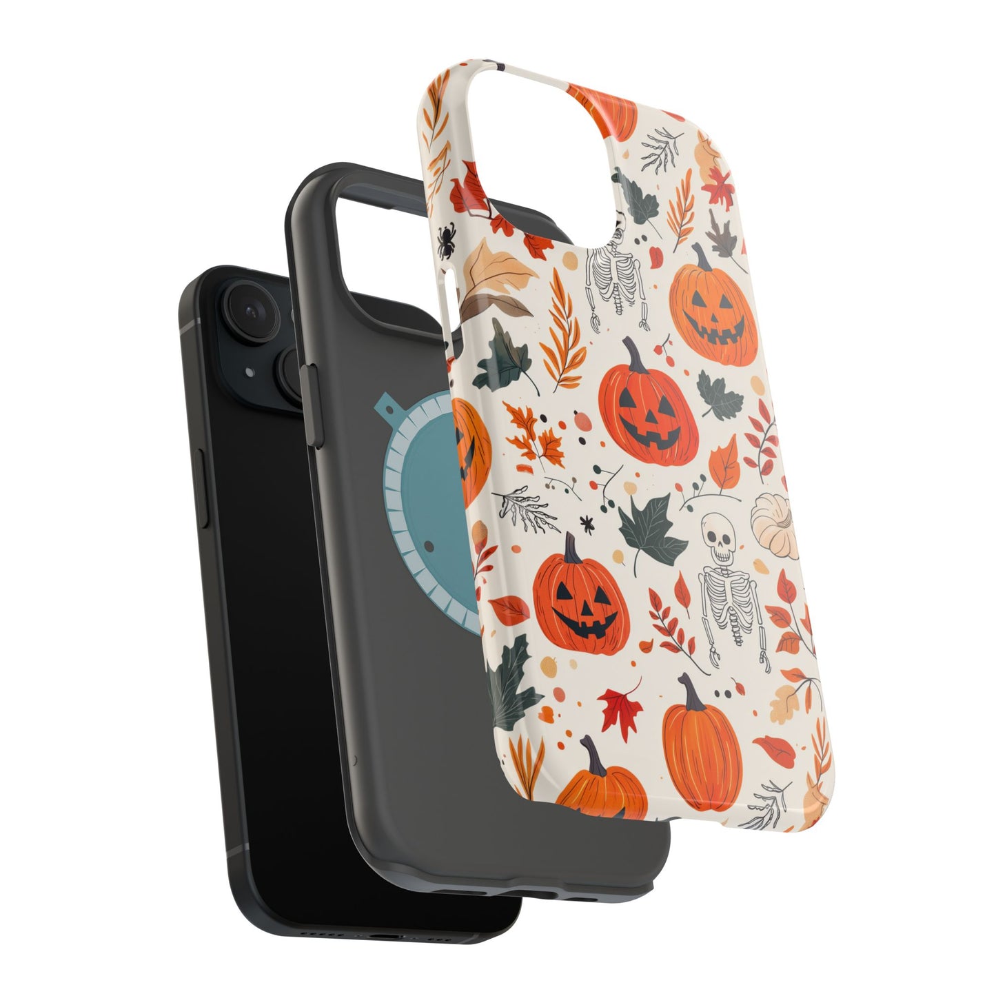 Halloween Pumpkin & Skeleton MagSafe iPhone Case – Spooky Autumn Design