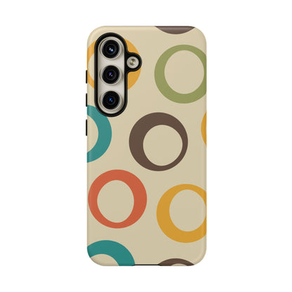 Retro Colorful Rings Samsung Galaxy Case – Shockproof, Matte Finish, Dual-Layer Protection