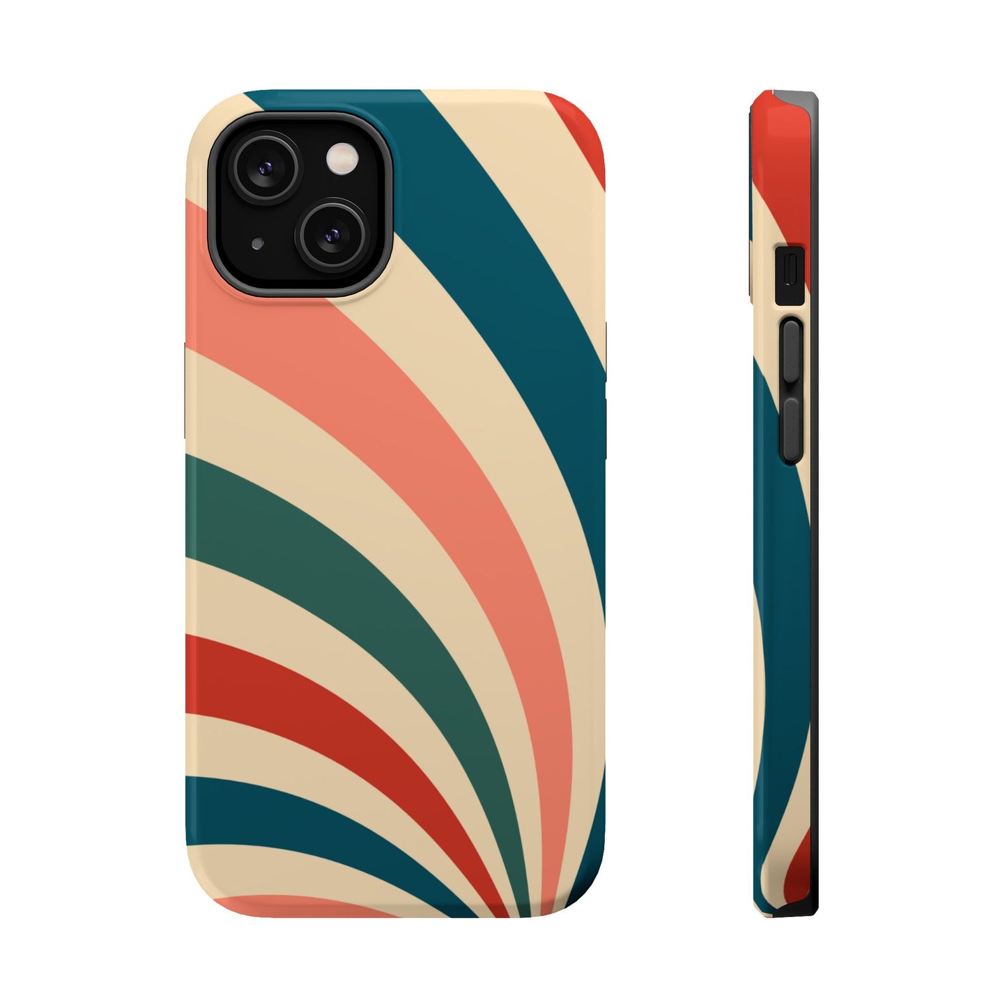 Retro Sunburst Swirl MagSafe iPhone Case – Dual-Layer Protection with Bold 70s Vibes