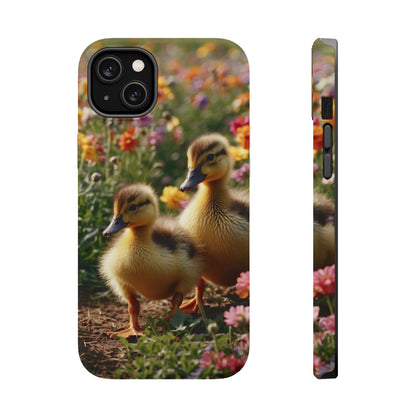 Charming Ducklings in Floral Garden - MagSafe iPhone Case