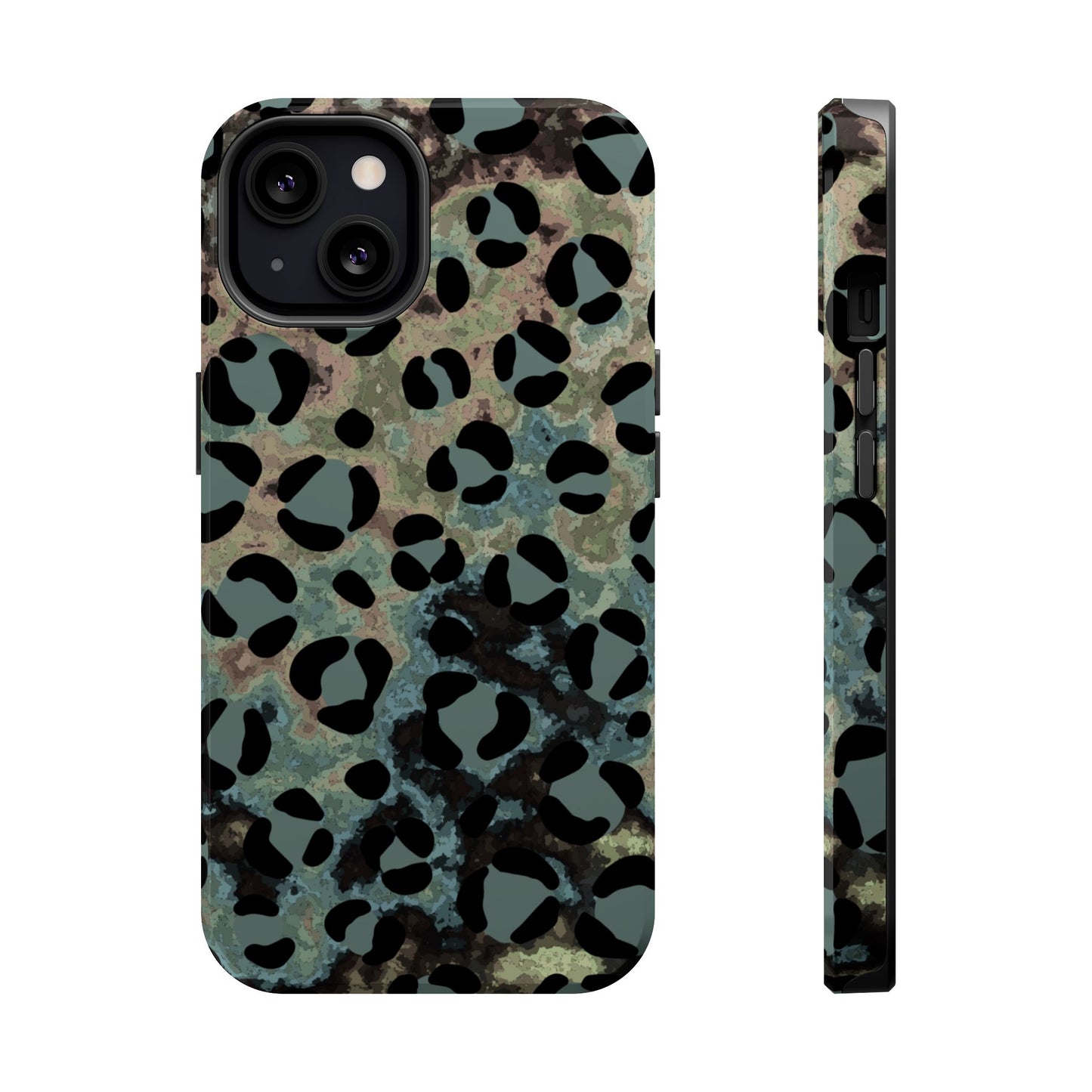 Moody Watercolor Leopard Print Tough MagSafe iPhone Case – Earthy Abstract Pattern with Dual-Layer Protection