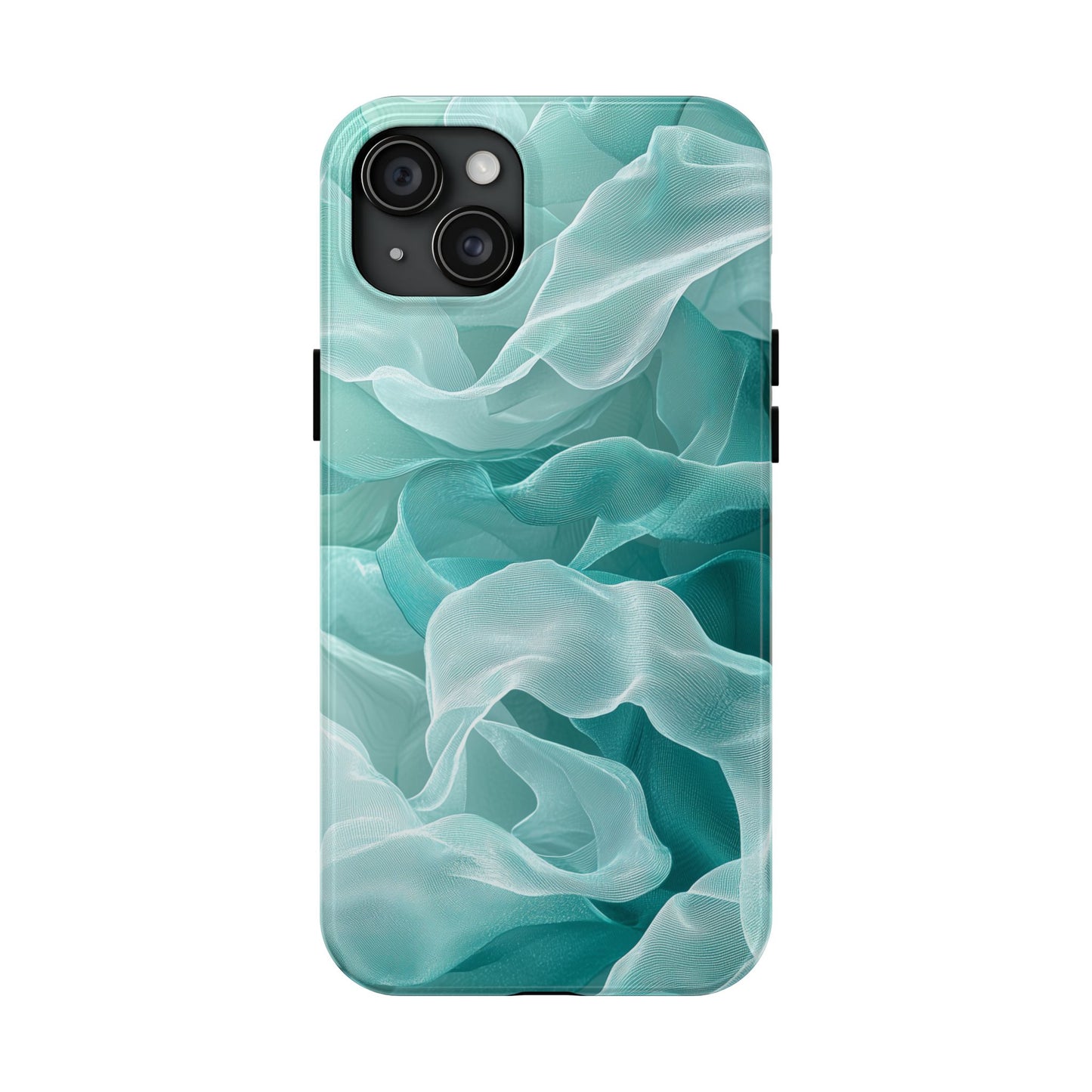 Elegant Flowing Teal Fabric iPhone Case – Soft Waves Design - BOGO Cases