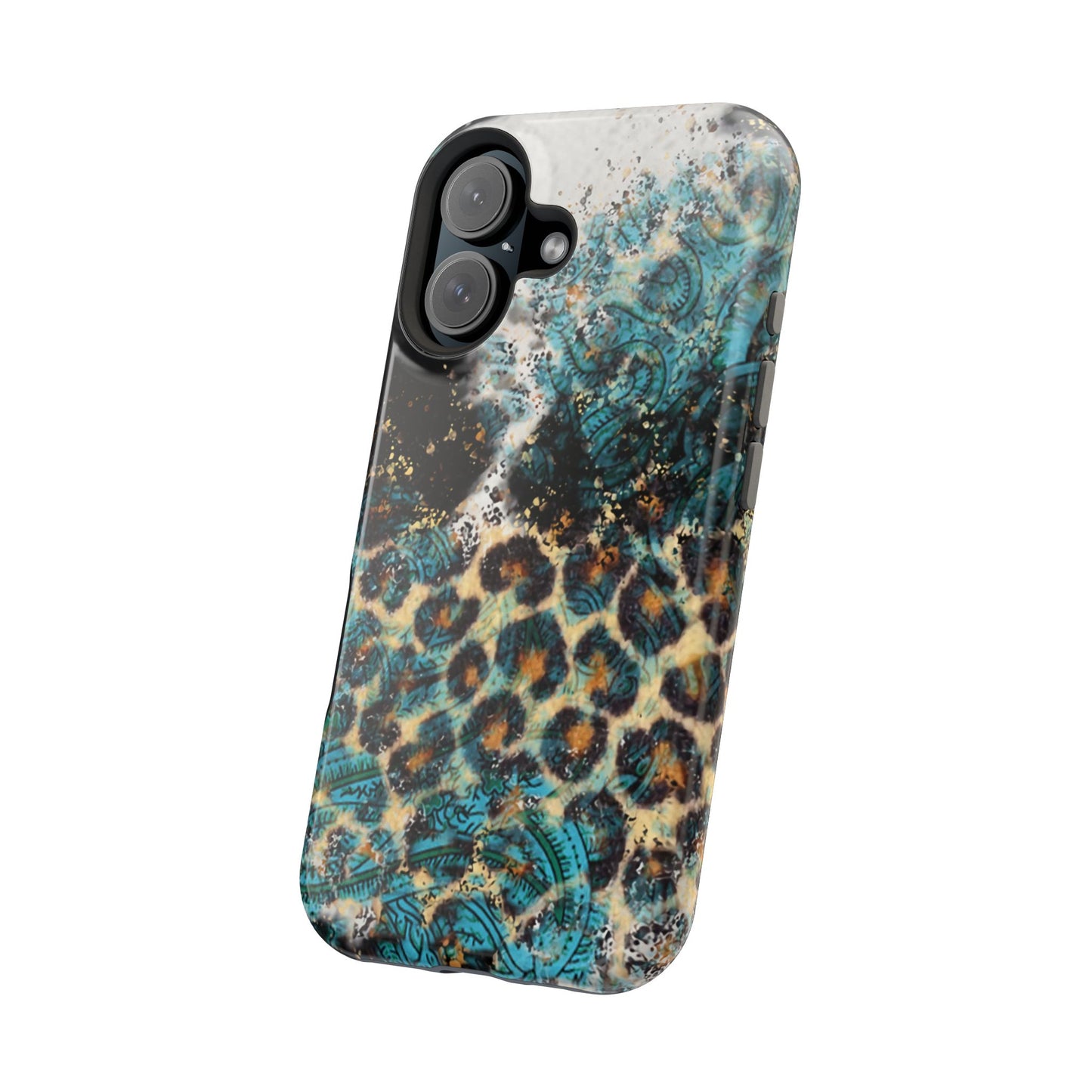 Turquoise Paisley Cowhide Leopard - MagSafe iPhone Series Case