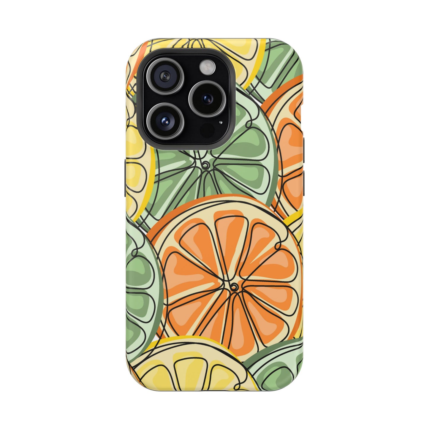 Citrus Zest Tough MagSafe iPhone Case – Bold Lime, Lemon, and Orange Design, Shockproof Protection