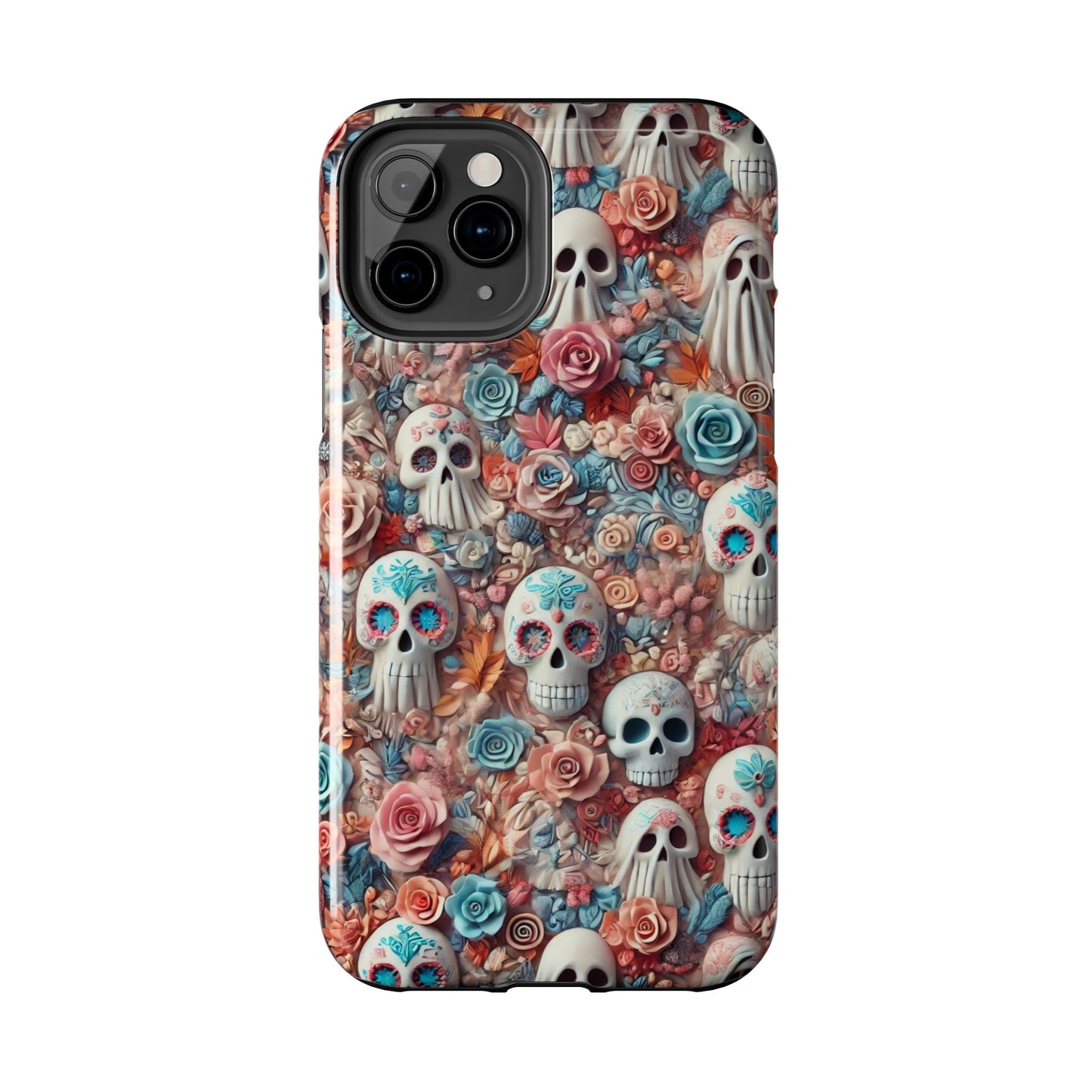 Day of the Dead Floral Skull iPhone Case - Colorful Protective Cover - Halloween Spooky Autumn Case