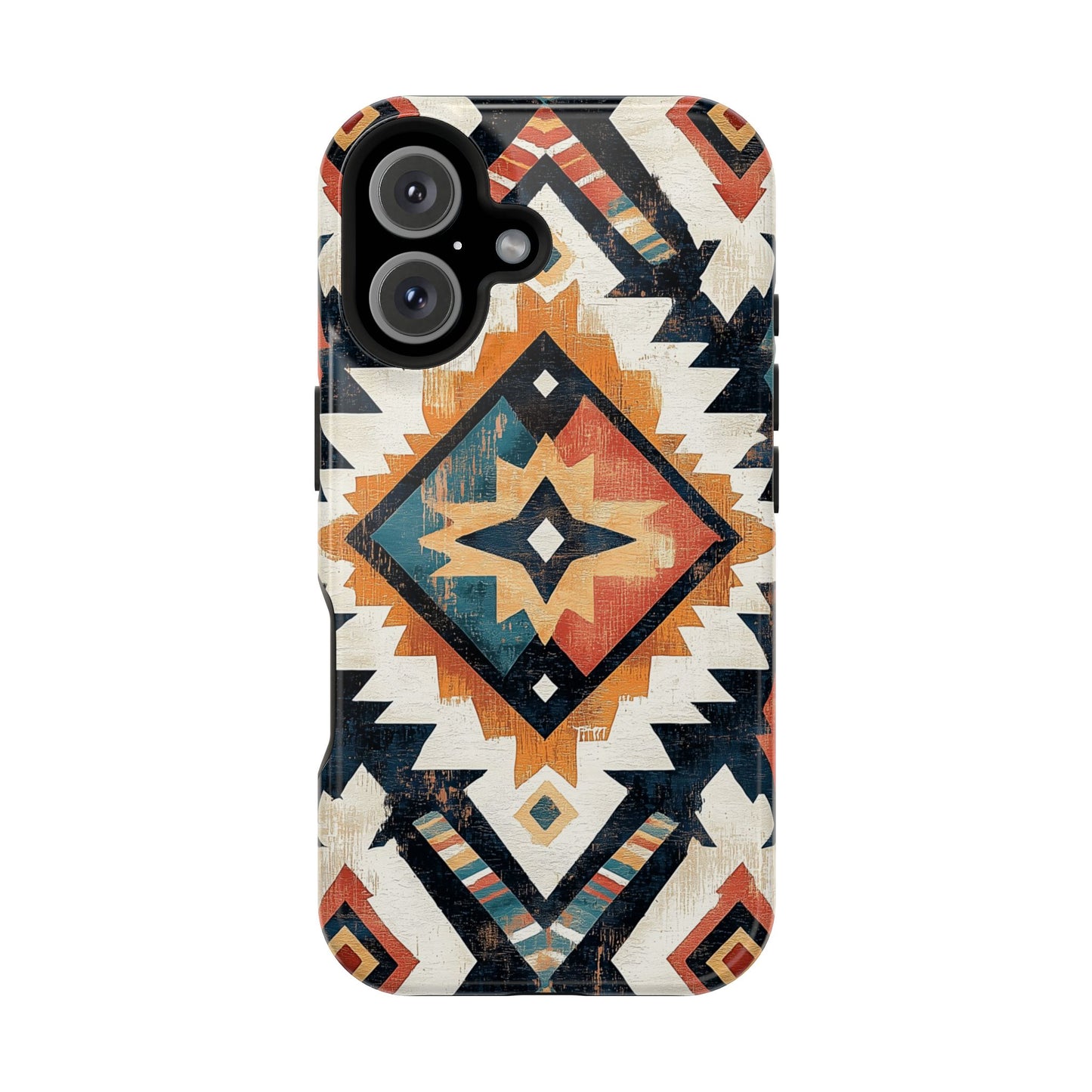 Vintage Southwestern Diamond Tough MagSafe iPhone Case – Rustic Tribal Design, Dual-Layer Protection