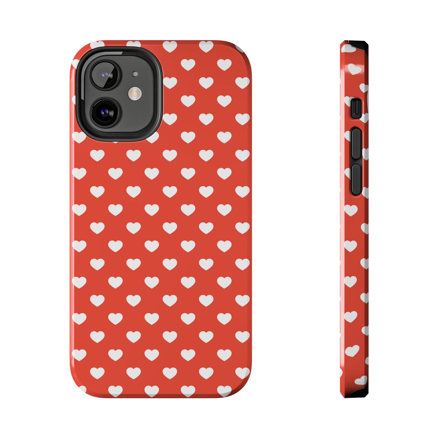 White Hearts on Red iPhone Case