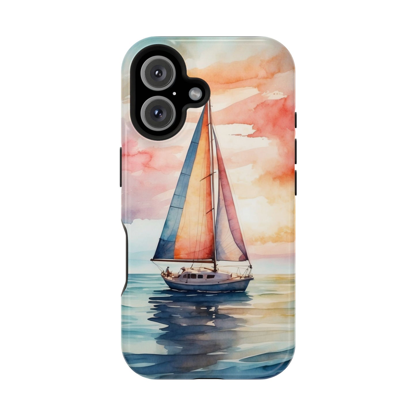 Sailboat Sunset MagSafe iPhone Case – Vibrant Watercolor Design