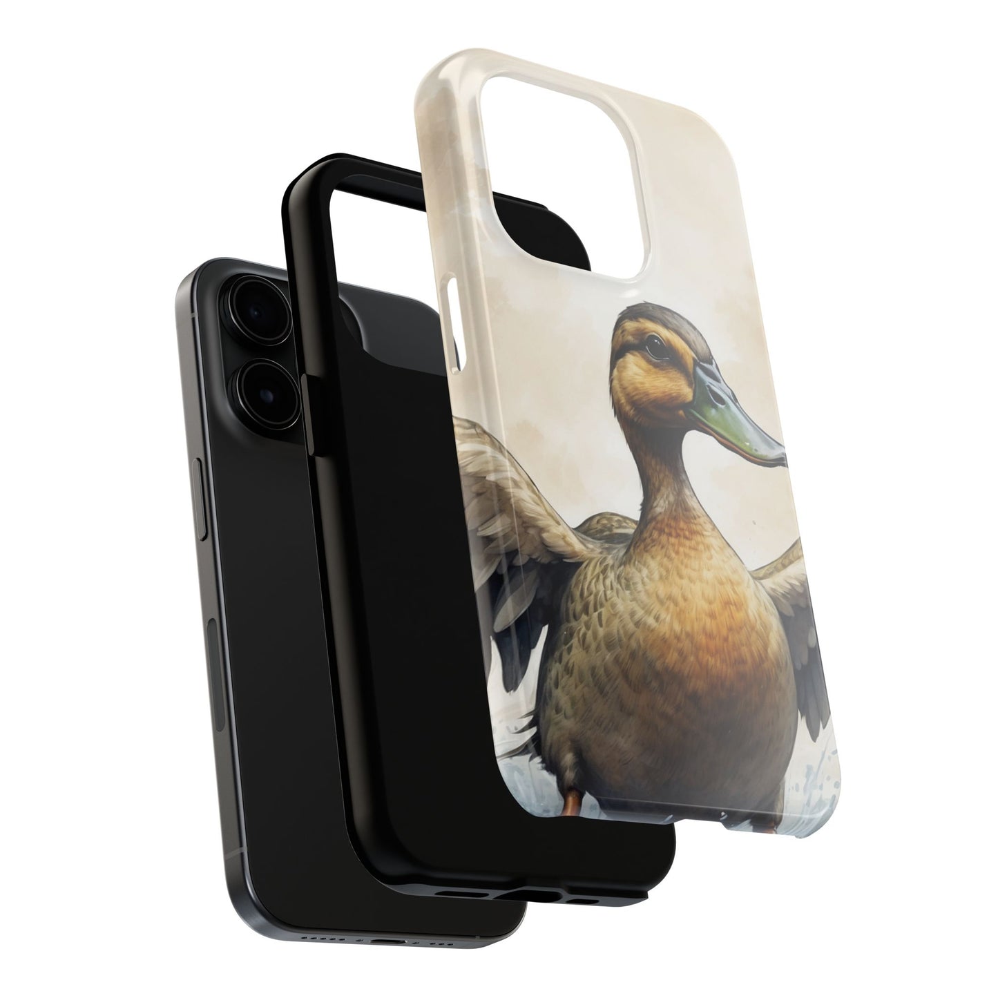 Graceful Duck in Watercolor Scene - iPhone Case