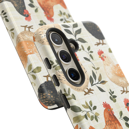 Samsung Galaxy Case: Vintage Chicken Farmhouse Case – Rustic Leaves Design