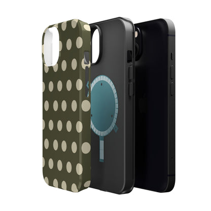 Vintage Green & Cream Polka Dots – MagSafe iPhone Case