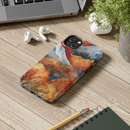 Autumn Mountain Forest Watercolor - iPhone Case