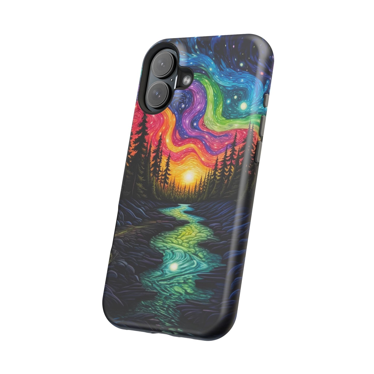 Celestial Nightscape MagSafe iPhone Case – Vibrant River and Starry Sky Design