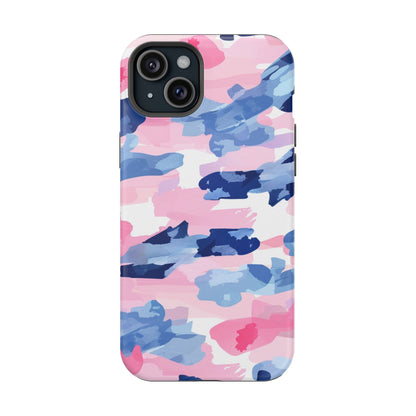 MagSafe Case: Dynamic Pink & Navy Brushstroke Art