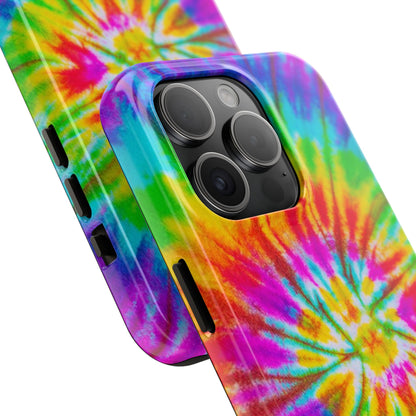 Rainbow Spiral Tie-Dye iPhone Case – Bright & Retro Design