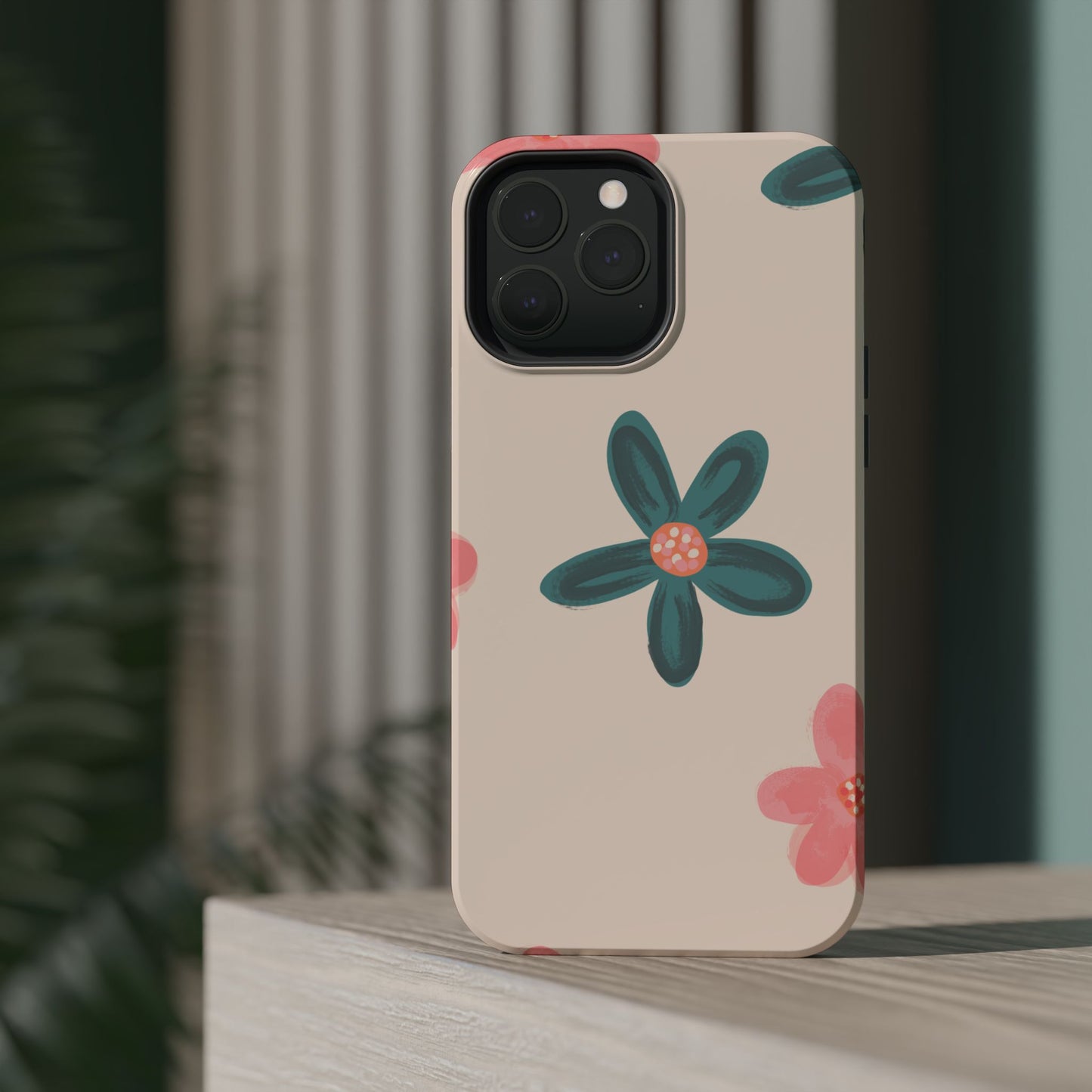 Vintage Floral Tough MagSafe iPhone Case – Soft Matte Finish with Dual-Layer Protection