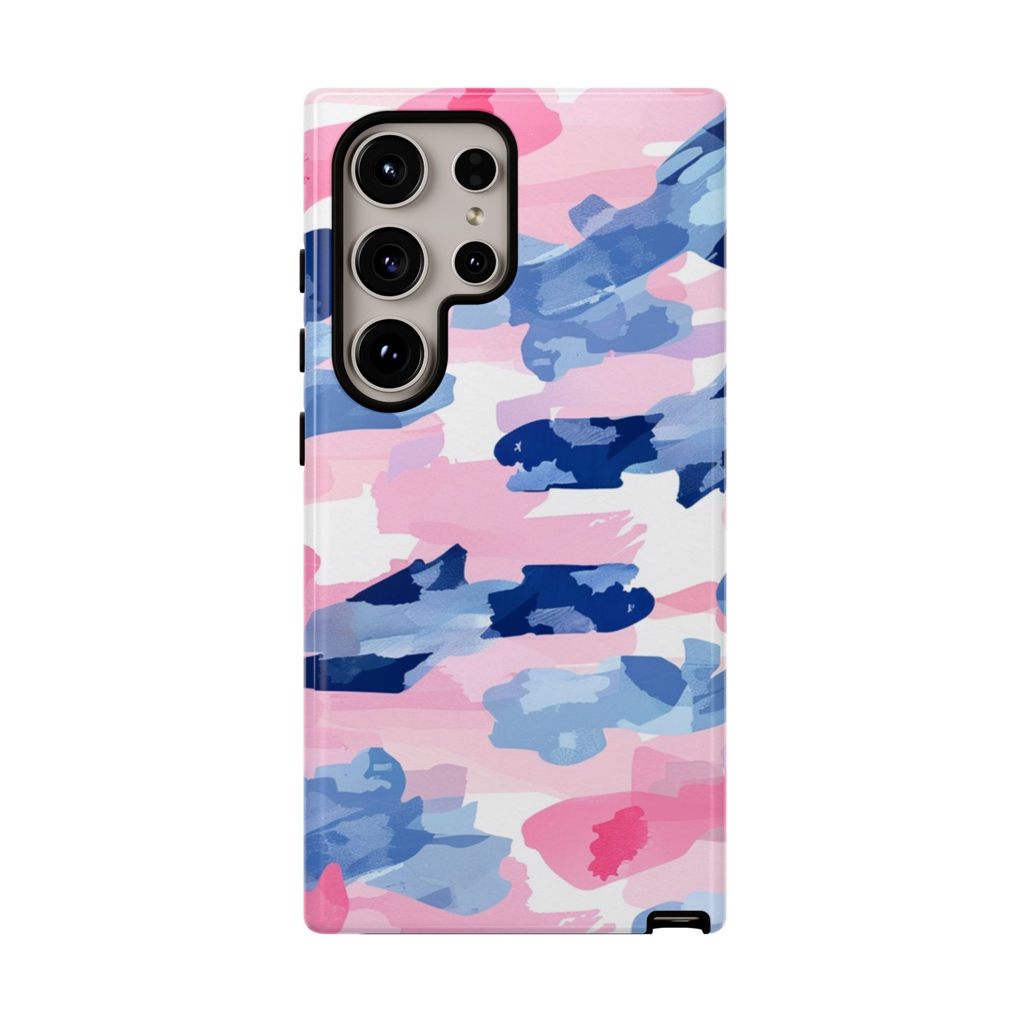 Samsung Galaxy Case: Dynamic Pink & Navy Brushstroke Art