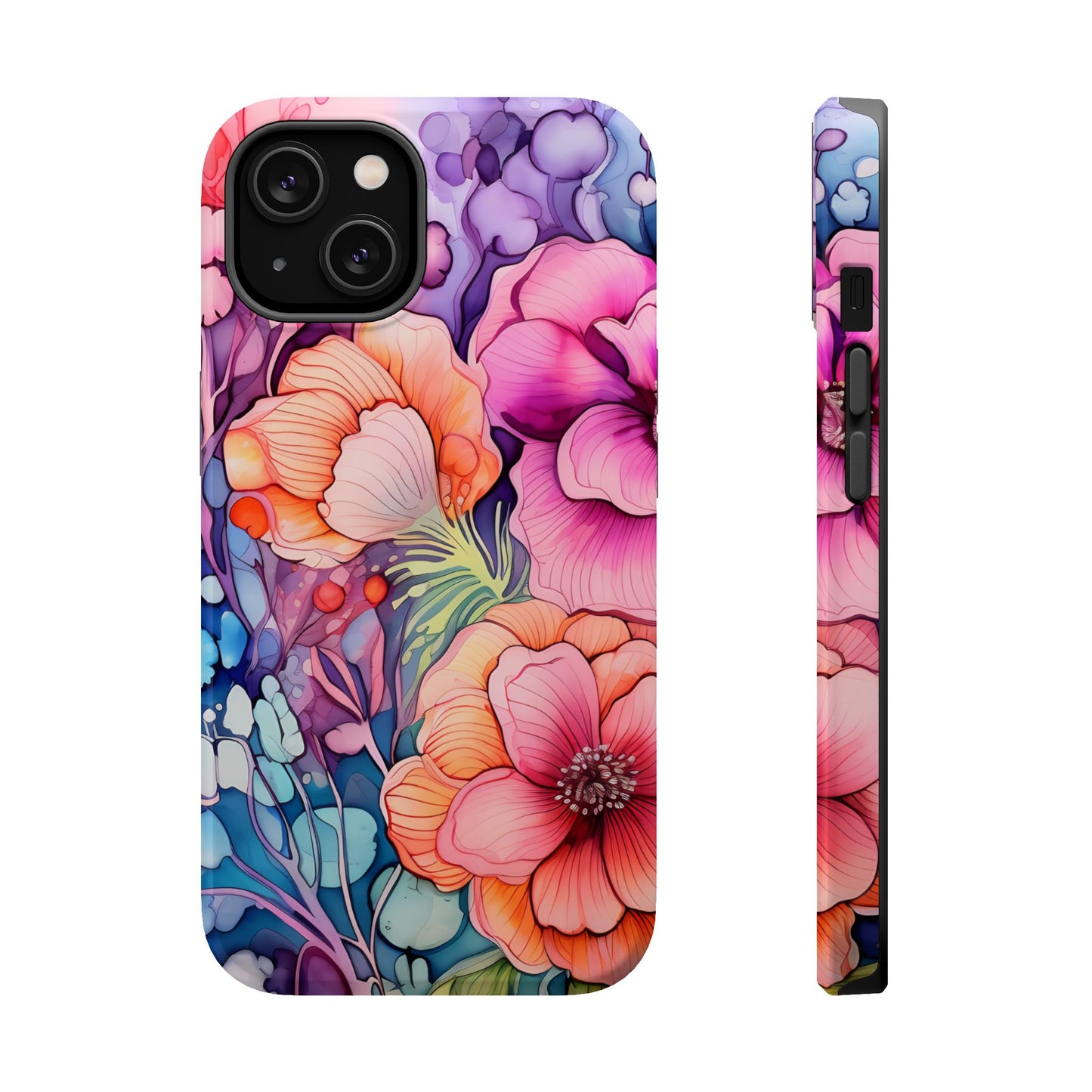 Bright Watercolor Floral Splash MagSafe iPhone Series Case – Bold Artistic Design