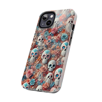 Day of the Dead Floral Skull iPhone Case - Colorful Protective Cover - Halloween Spooky Autumn Case