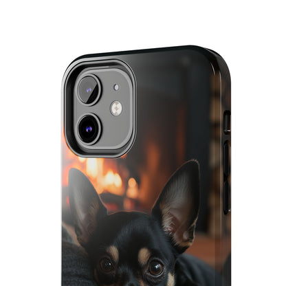 Cozy Chihuahua Fireplace iPhone Case – Warm and Stylish Design