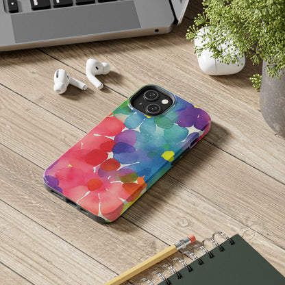 Rainbow Bloom Watercolor iPhone Case – Slim Design, Glossy Finish