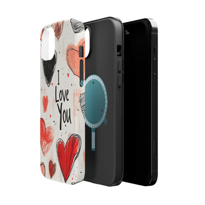 Romantic "I Love You" Heart Sketch - MagSafe Compatible Case