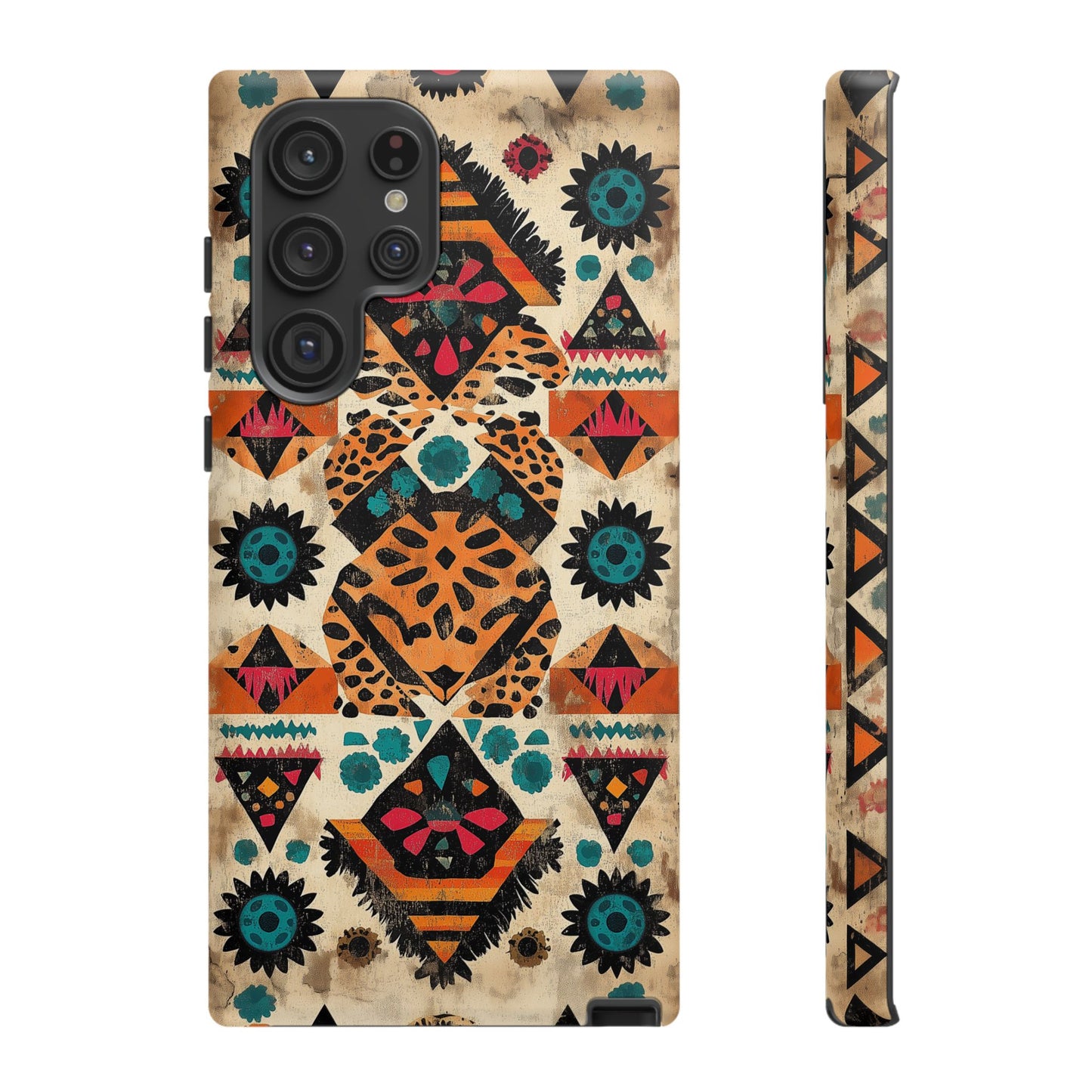 Bohemian Leopard & Tribal Floral Tough Samsung Galaxy Case – Vibrant Eclectic Design, Dual-Layer Protection