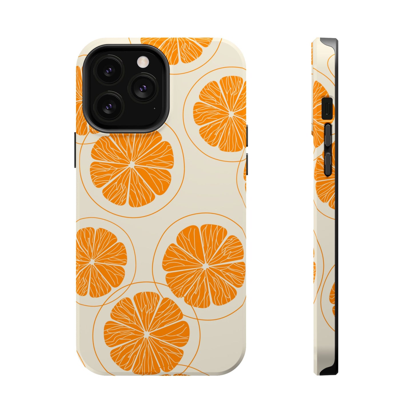 Citrus Burst Pattern Tough MagSafe iPhone Case – Bold Orange Design, Shockproof Protection