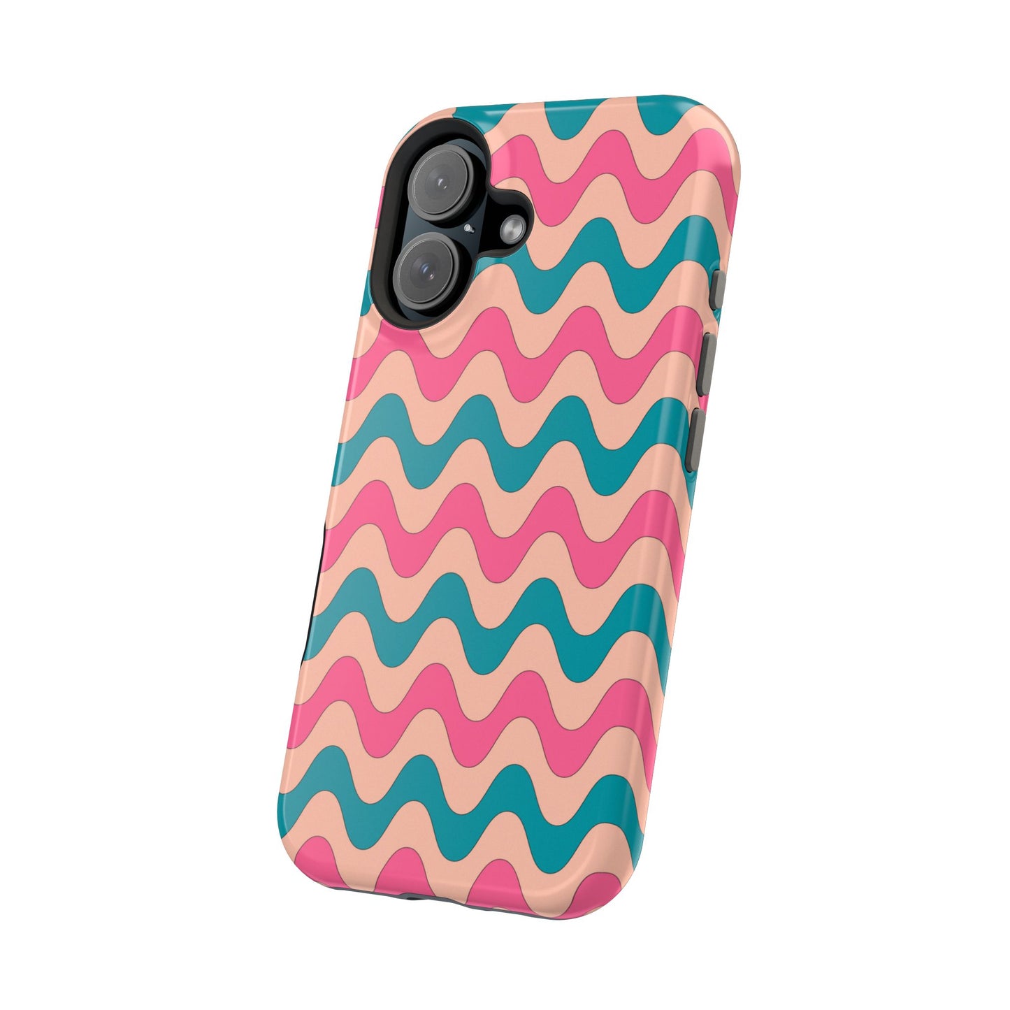 Retro Waves Pattern MagSafe iPhone Case – Shockproof Design with Dual-Layer Protection