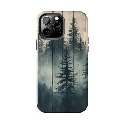 Misty Pine Forest Iphone Case - Nature-Inspired Wood Design Protective Cover