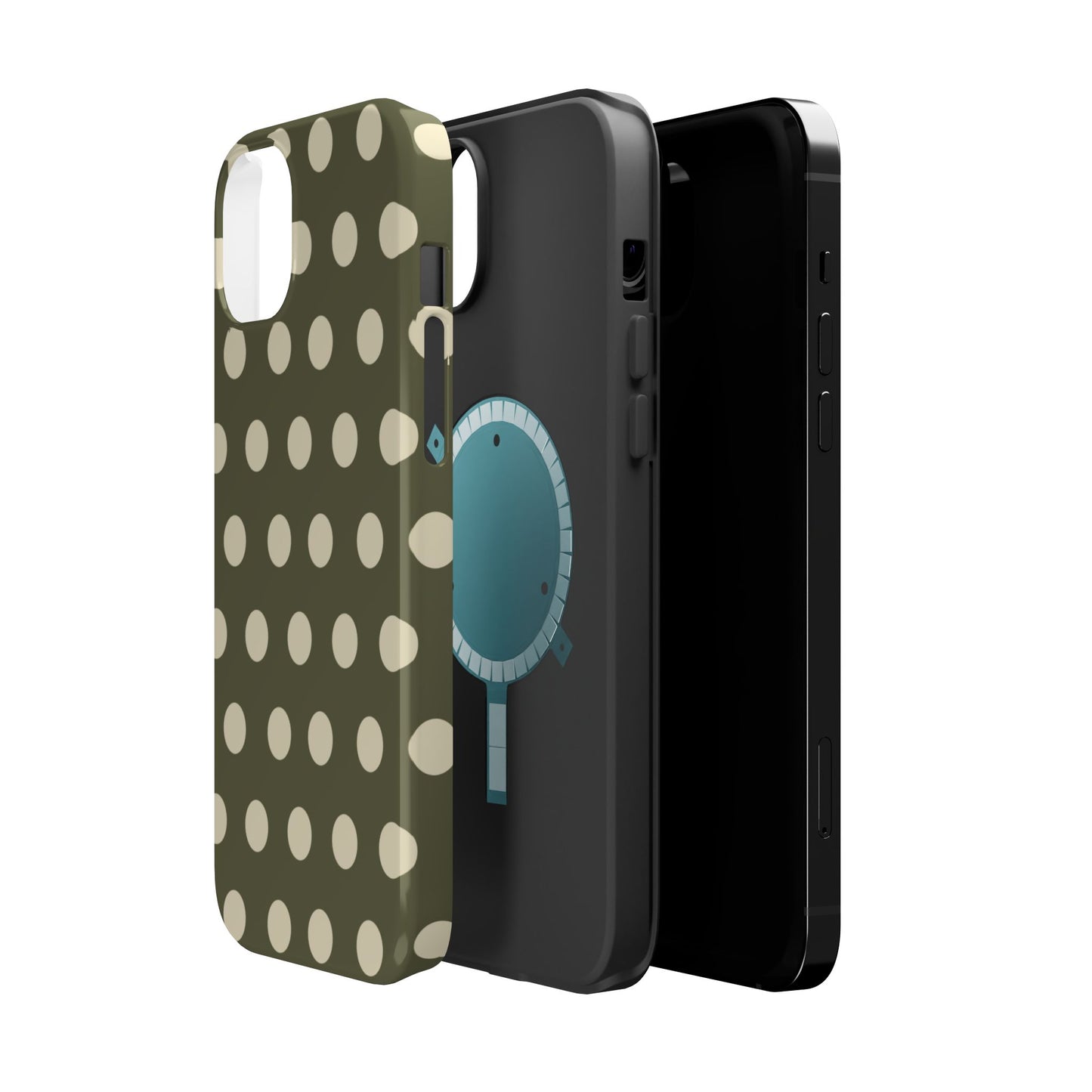 Vintage Green & Cream Polka Dots – MagSafe iPhone Case