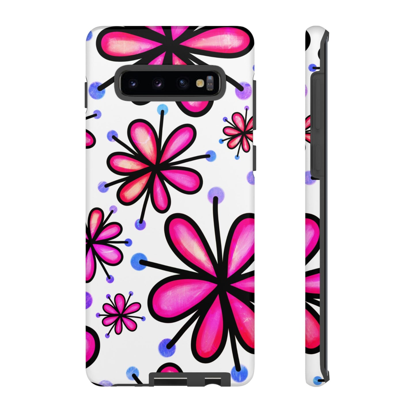 Pink Retro Bloom Samsung Galaxy Case – Ultra-Slim Design, Glossy Finish