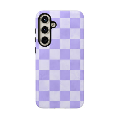 Lavender Checkerboard Samsung Galaxy Case – Shockproof, Smooth Matte Finish, Dual-Layer Design