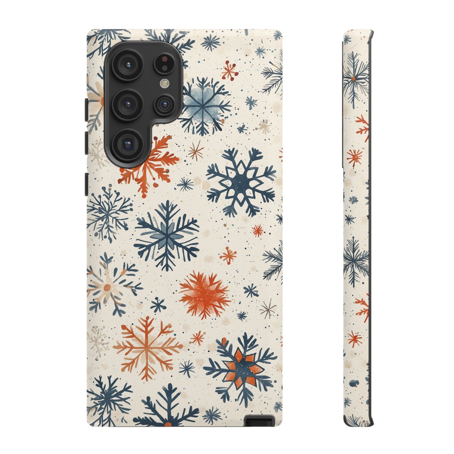 Rustic Orange and Blue Snowflake Pattern – Samsung Galaxy Series Case