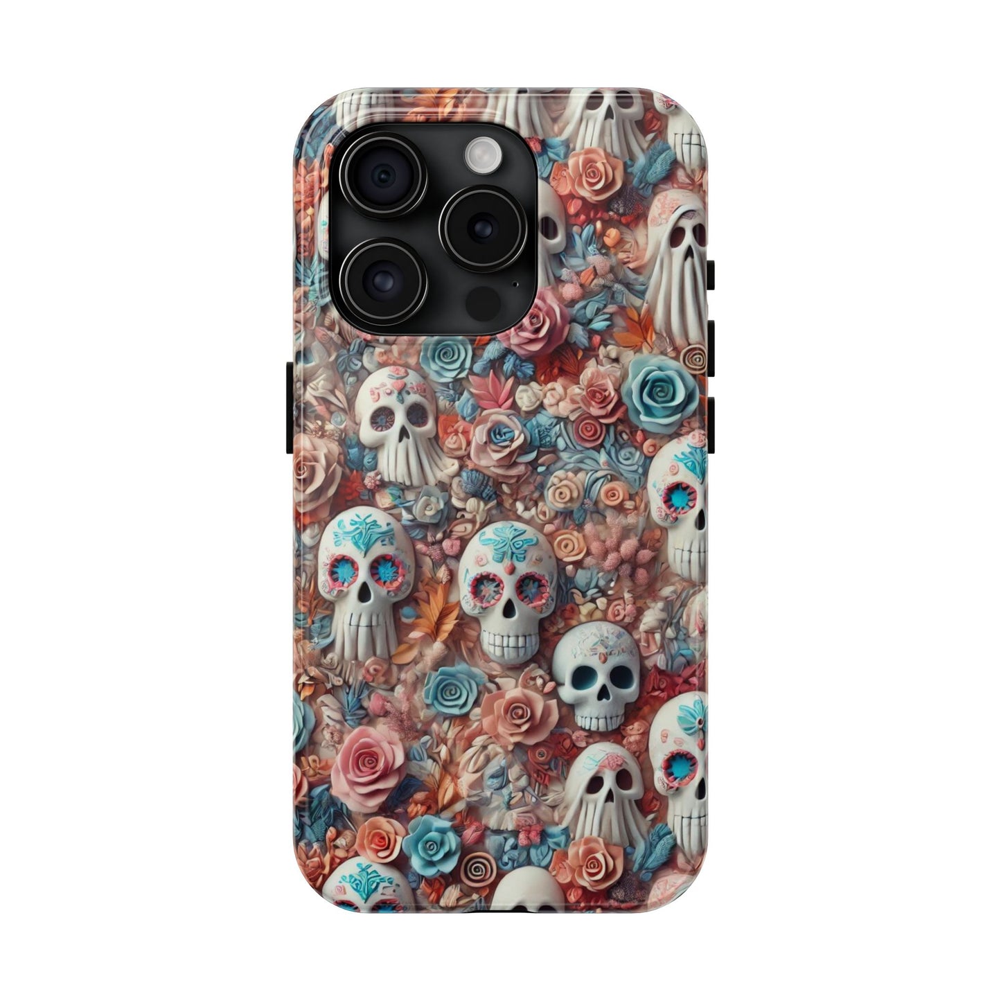 Day of the Dead Floral Skull iPhone Case - Colorful Protective Cover - Halloween Spooky Autumn Case